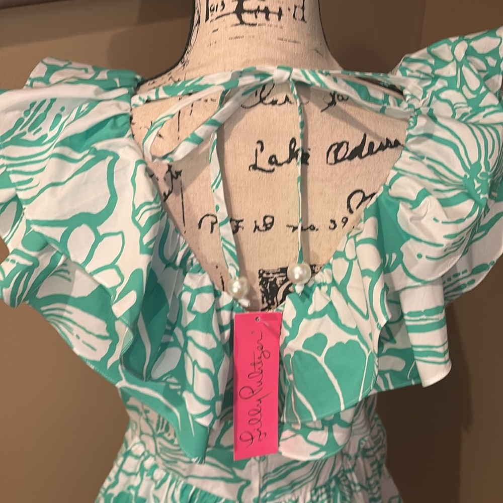 Lilly‎ Pulitzer Rita Marie V-neck Ruffle Spearmint Floral Dress - Picture 7 of 10